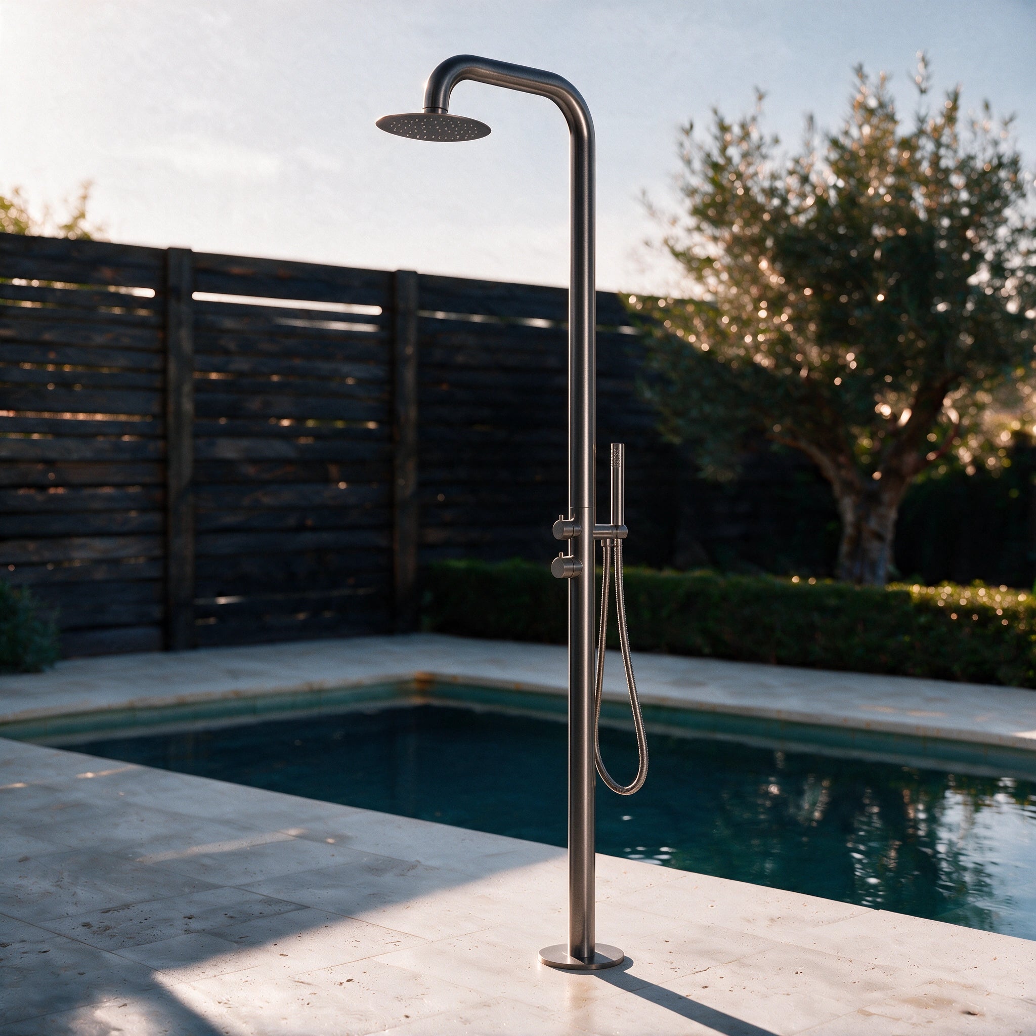 Freestanding Outdoor Shower Stainless Steel with Hand Shower Grey