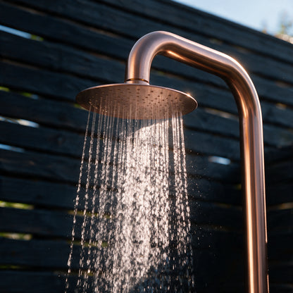 Freestanding Outdoor Shower Stainless Steel with Hand Shower Rose Gold