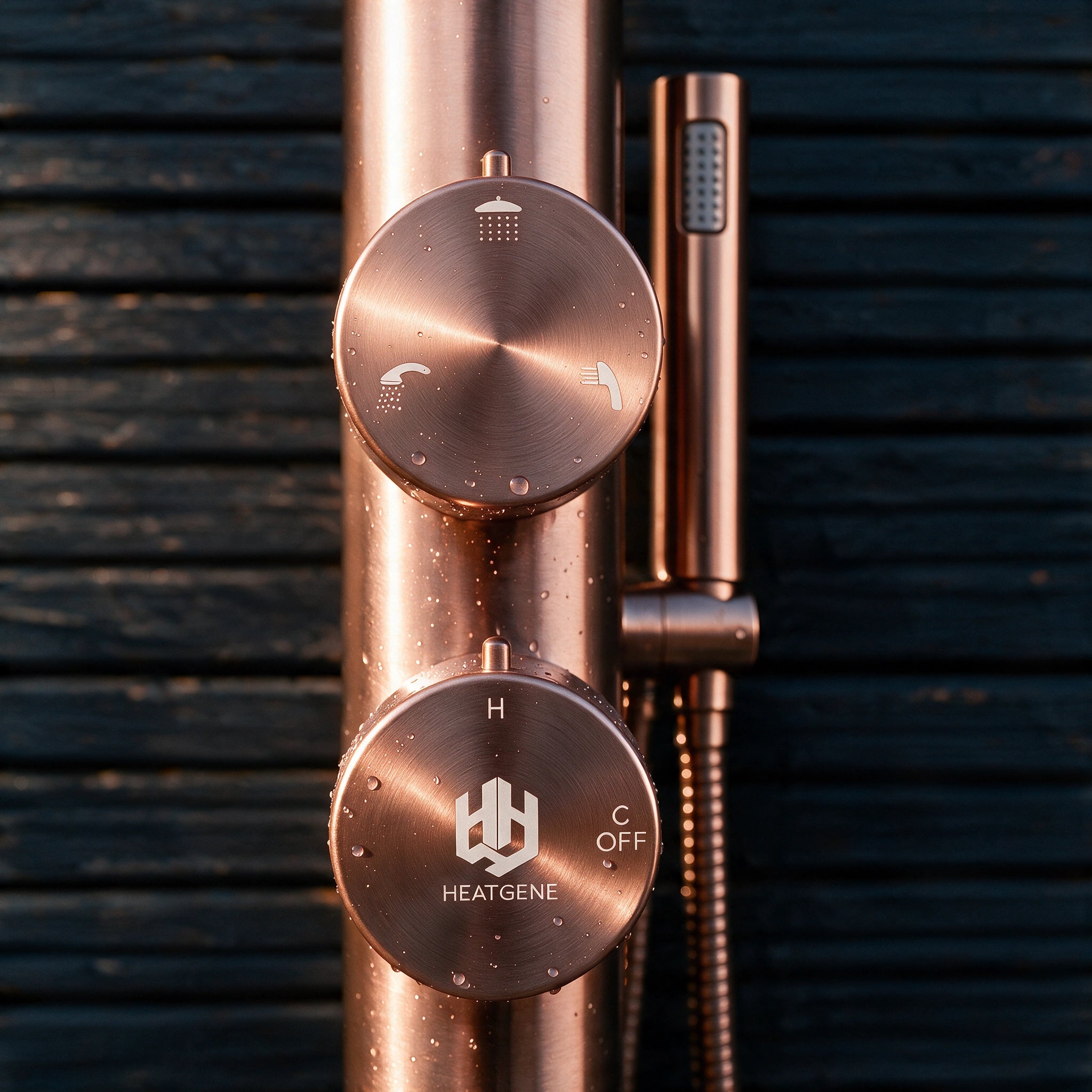 Freestanding Outdoor Shower Stainless Steel with Hand Shower Rose Gold