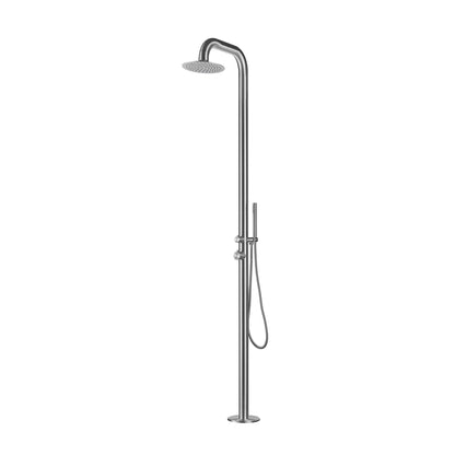 Freestanding Outdoor Shower Stainless Steel with Hand Shower Brushed