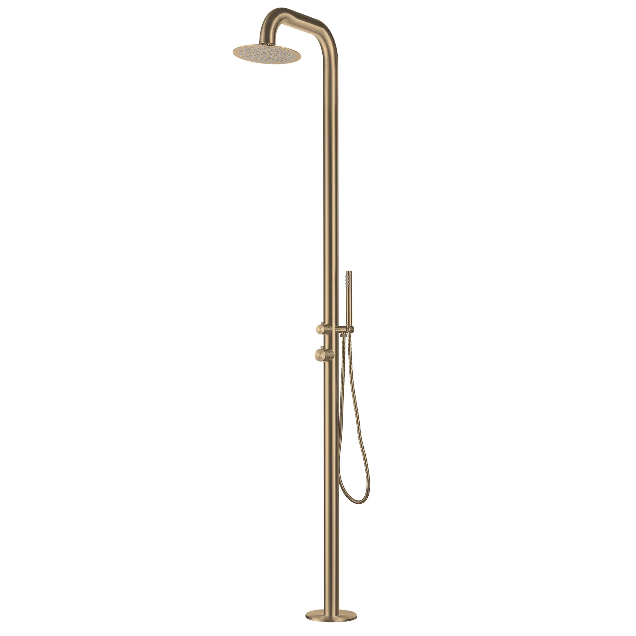 Freestanding Outdoor Shower Stainless Steel with Hand Shower Gold