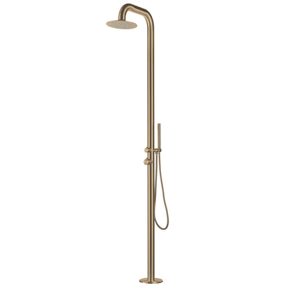 Freestanding Outdoor Shower Stainless Steel with Hand Shower Gold