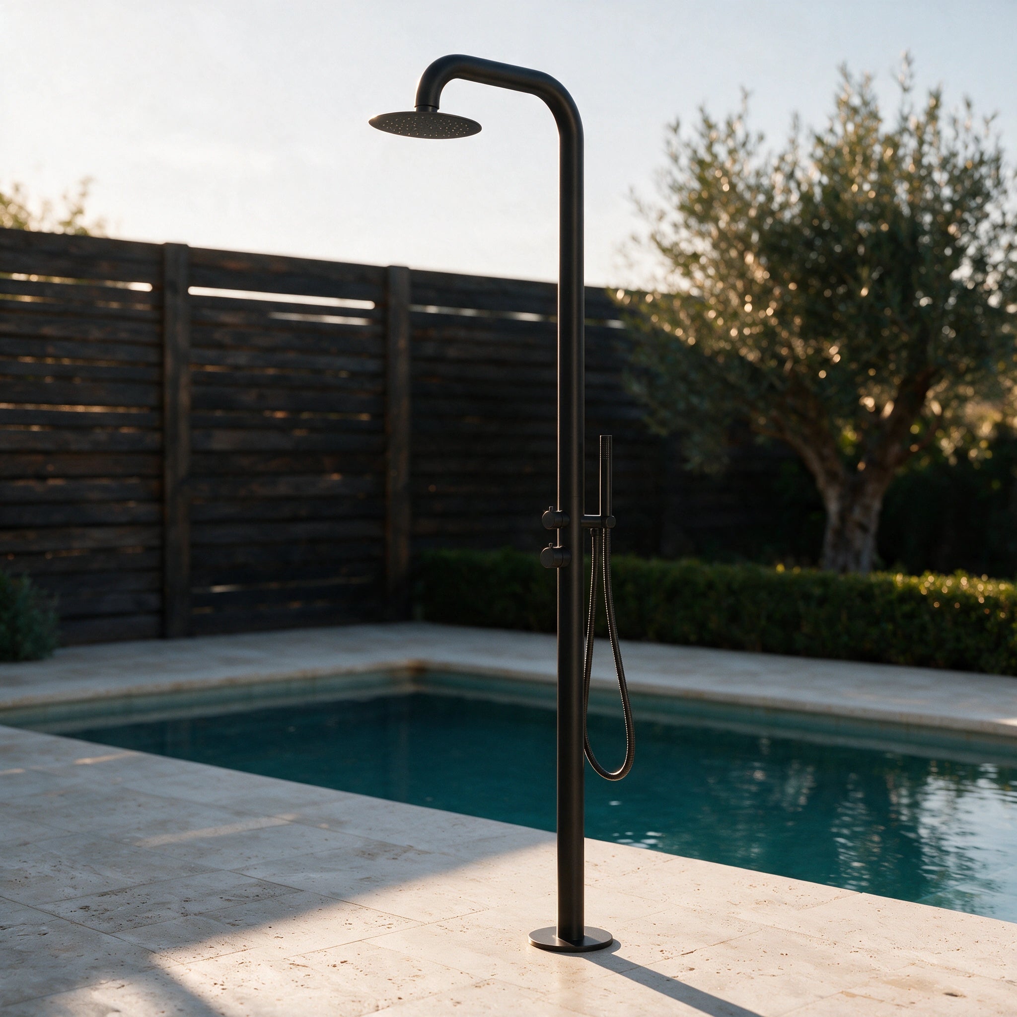 Freestanding Outdoor Shower Stainless Steel with Hand Shower Matte Black