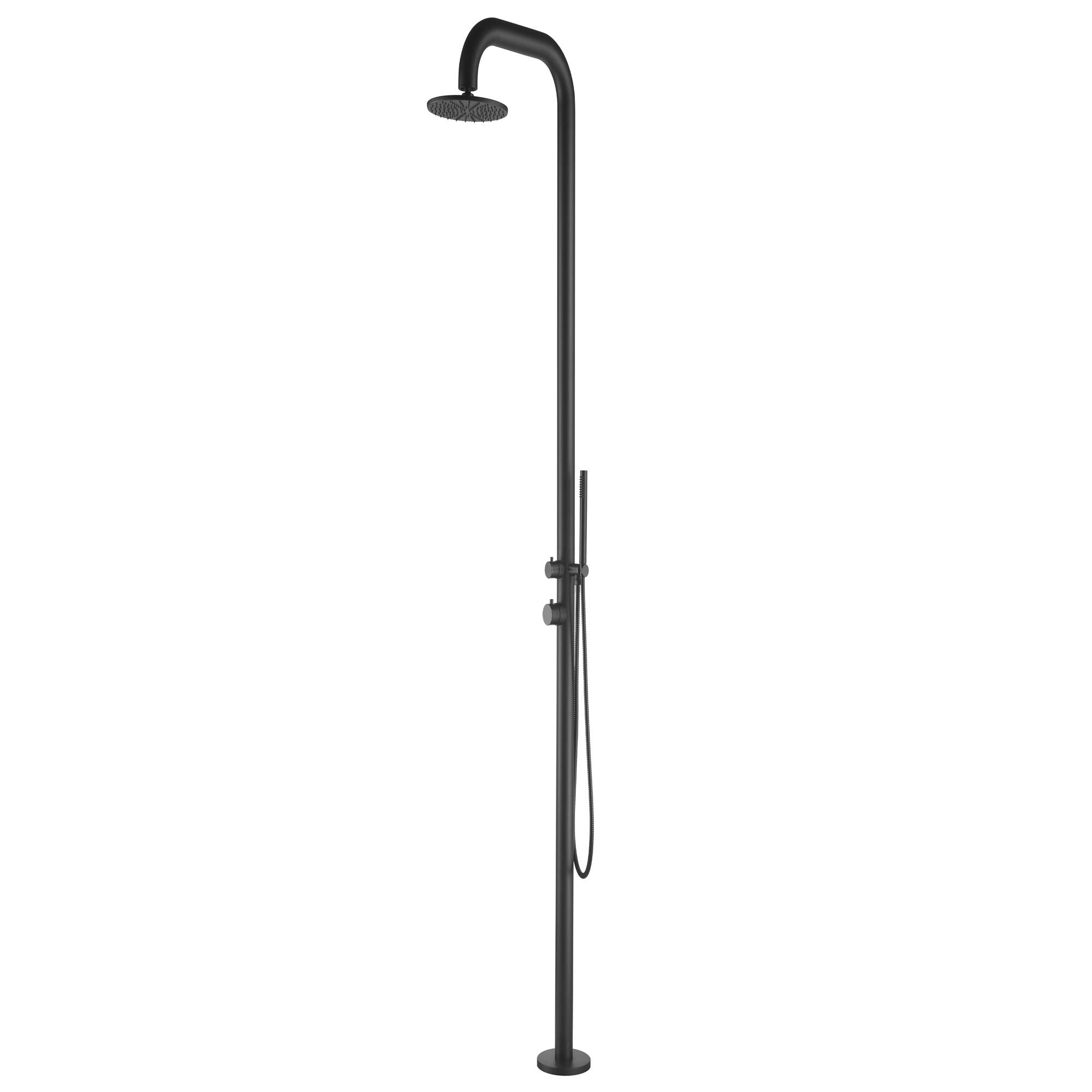 Freestanding Outdoor Shower Stainless Steel with Hand Shower Matte Black