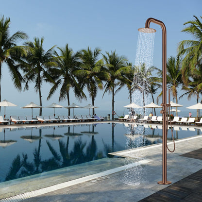 Freestanding Outdoor Shower Stainless Steel with Hand Shower Rose Gold