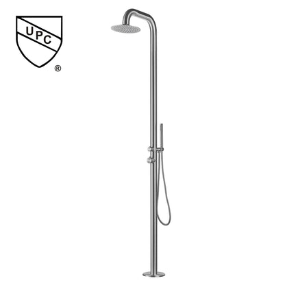 Freestanding Outdoor Shower Stainless Steel with Hand Shower Brushed