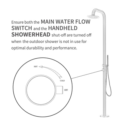 Freestanding Outdoor Shower Stainless Steel with Hand Shower Brushed