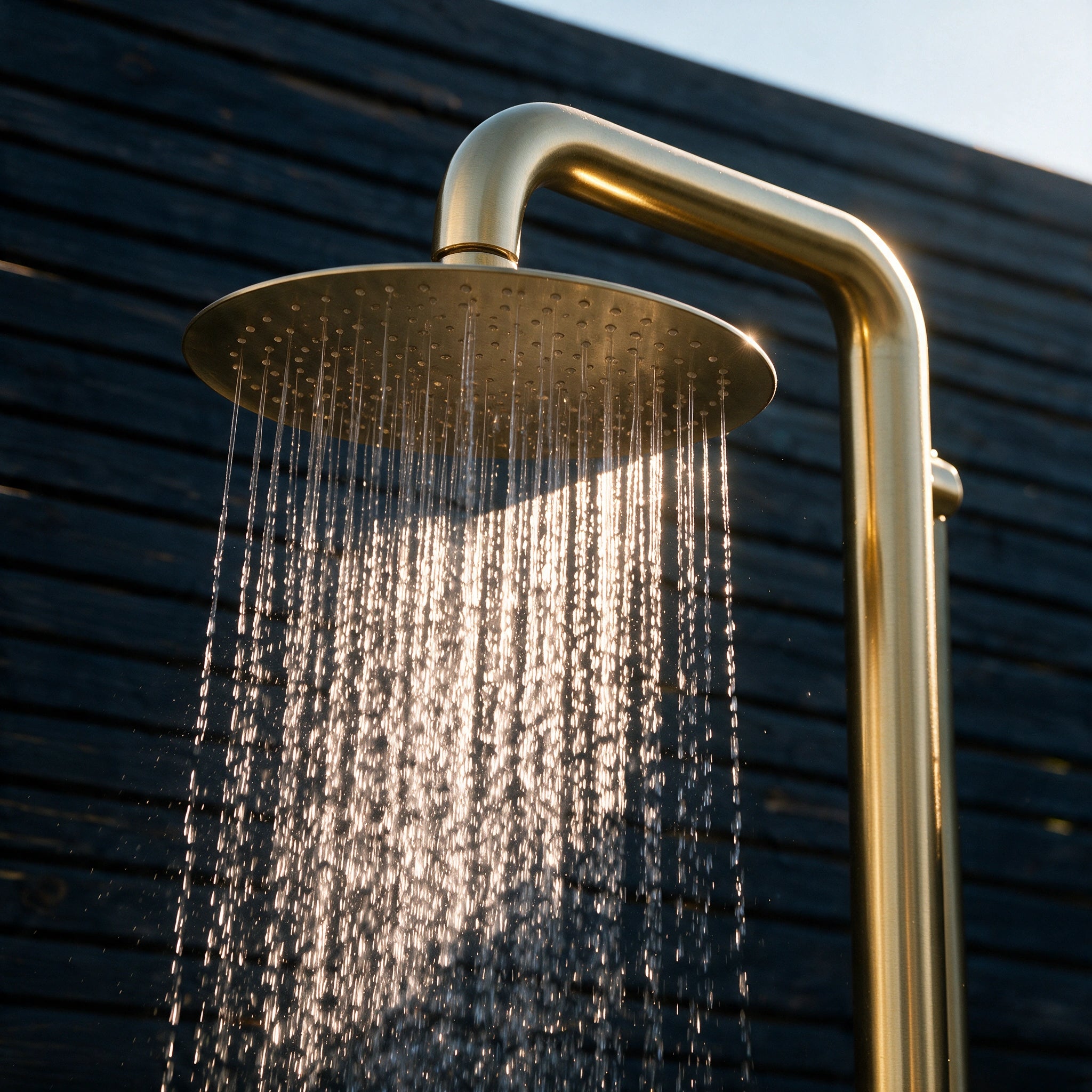 Outdoor/Indoor Shower, Wall-Mounted, Stainless Steel Gold