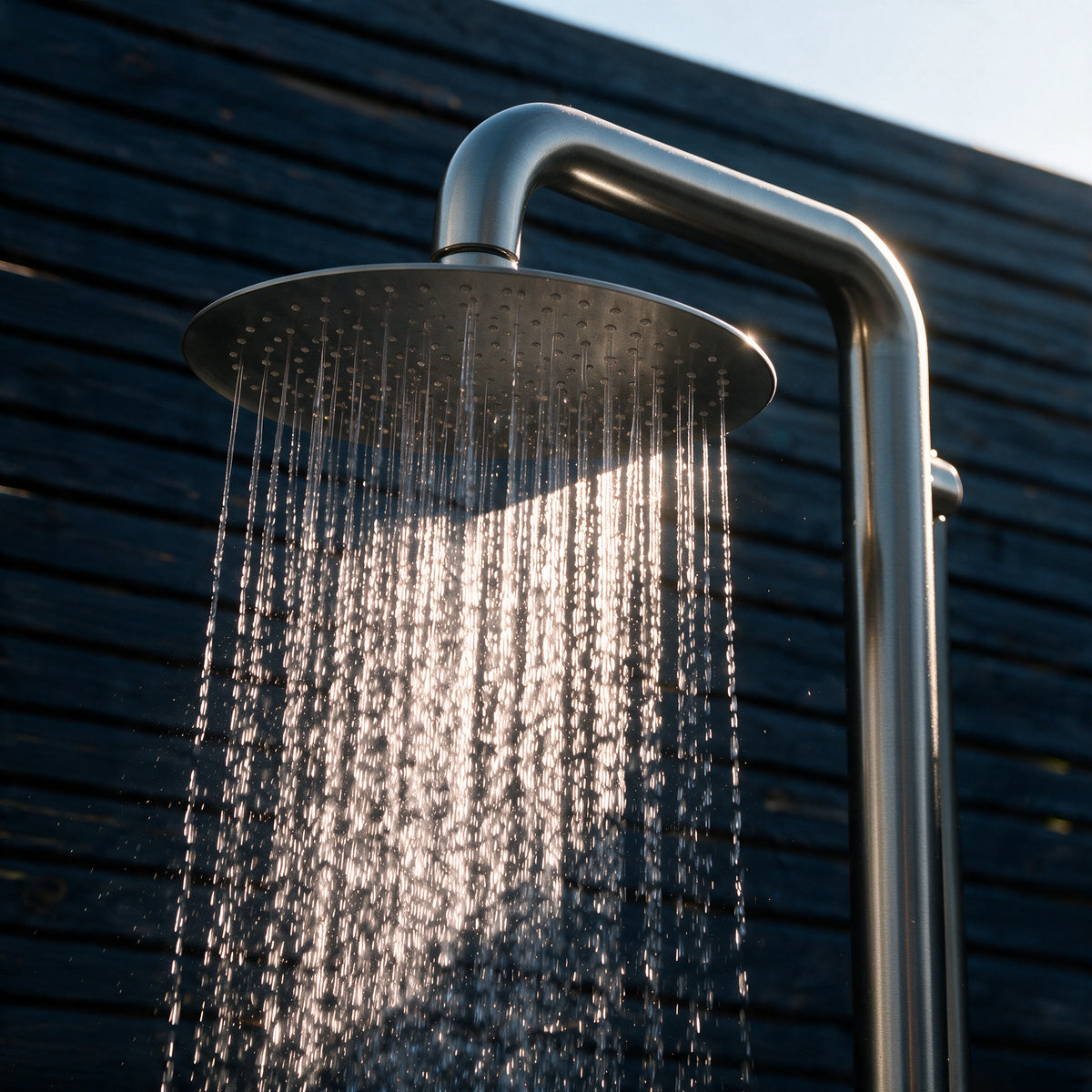 Outdoor/Indoor Shower, Wall-Mounted, Stainless Steel Grey