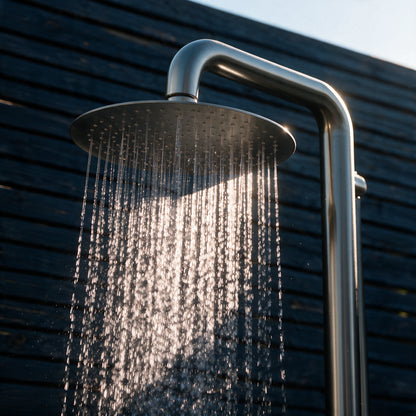 Outdoor/Indoor Shower, Wall-Mounted, Stainless Steel Grey
