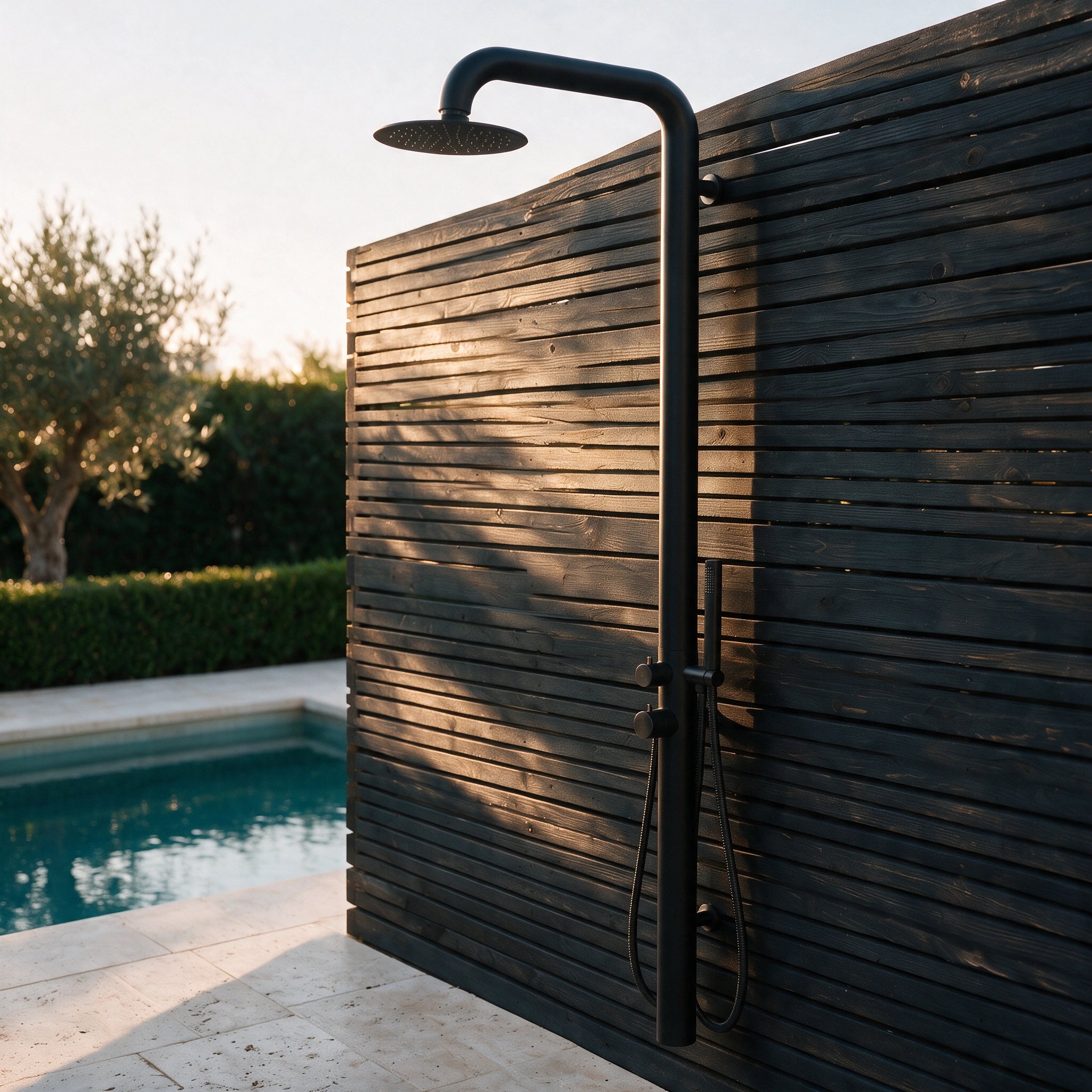 Outdoor/Indoor Shower, Wall-Mounted, Stainless Steel Matte Black