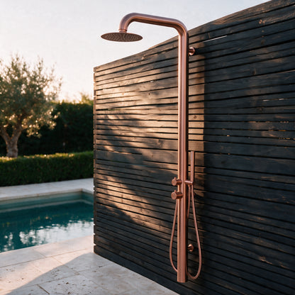 Outdoor/Indoor Shower, Wall-Mounted, Stainless Steel Rose Gold