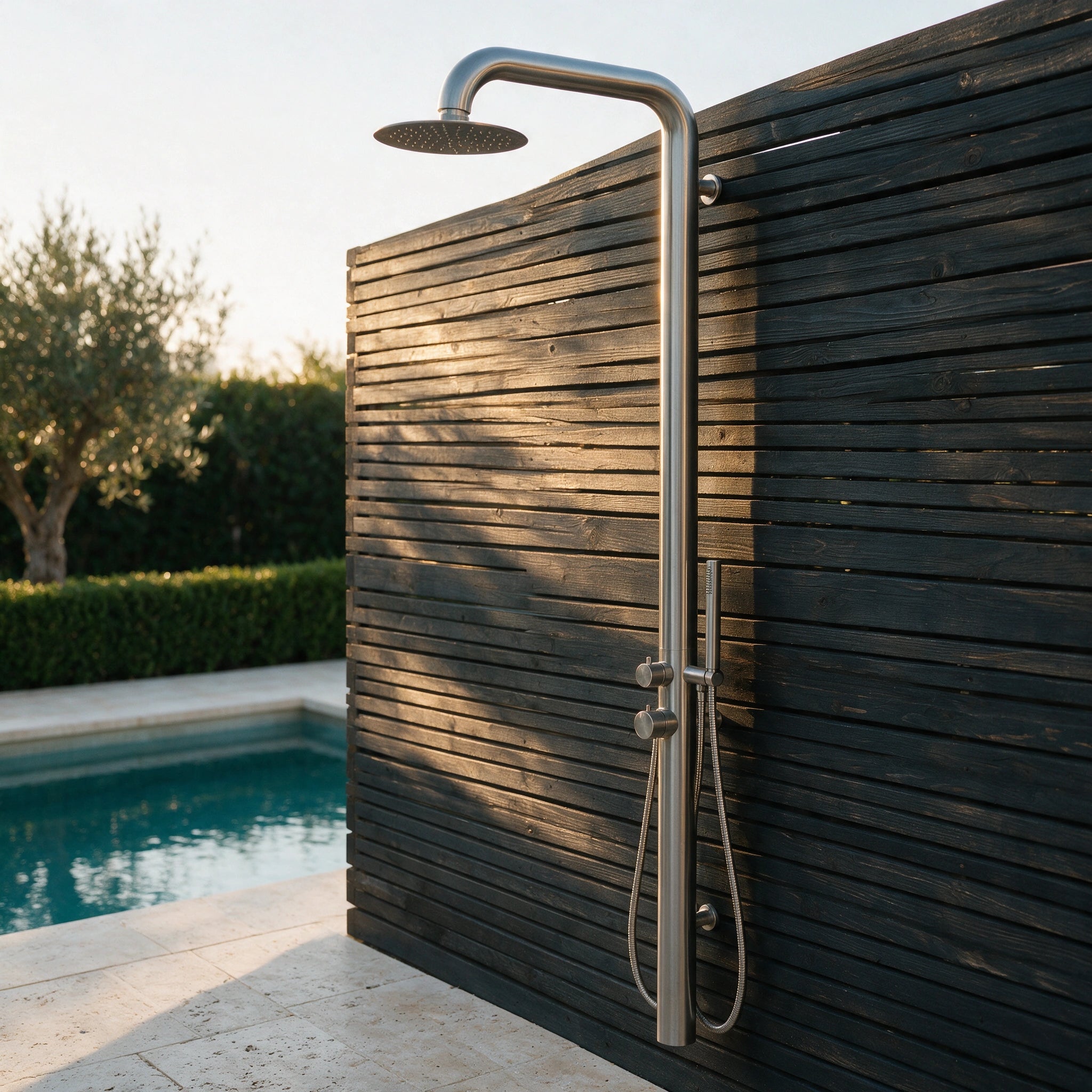 Outdoor/Indoor Shower, Wall-Mounted, Stainless Steel Brushed
