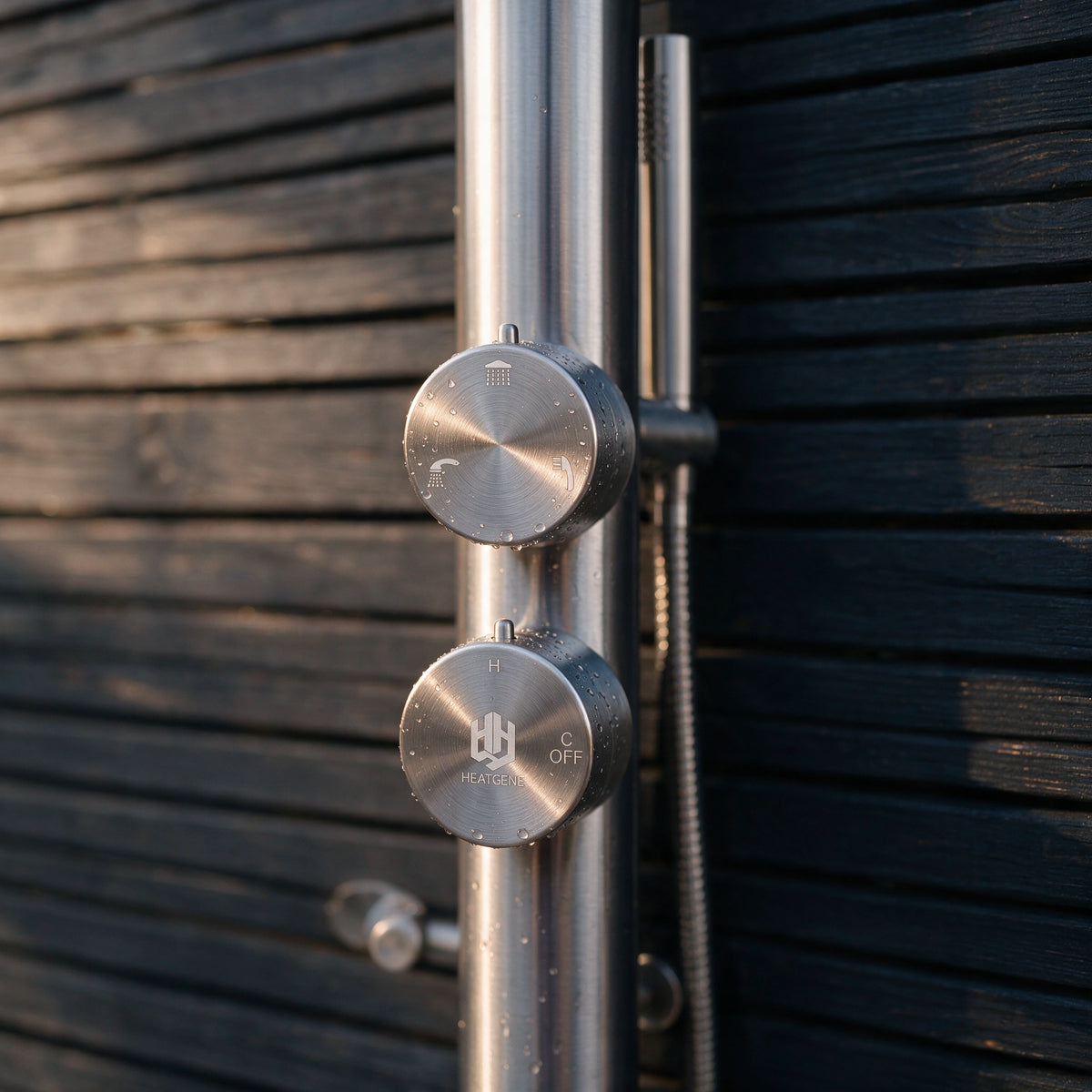 Outdoor/Indoor Shower, Wall-Mounted, Stainless Steel Brushed