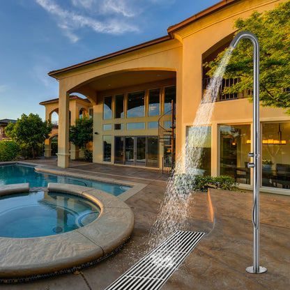 Freestanding Outdoor Shower Stainless Steel with Handheld Shower Brushed