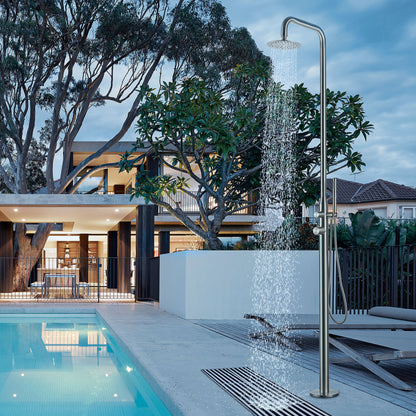 Freestanding Outdoor Shower, Stainless Steel Brushed