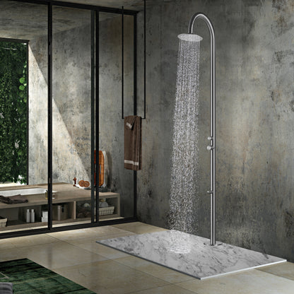 Outdoor Shower with Foot Spout Rinse Brushed