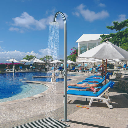 Outdoor Shower with Foot Spout Rinse Brushed