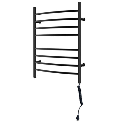 Towel Warmer 8 Curved Bar 24"x32" Plug-in, Wall-Mounted Matte Black