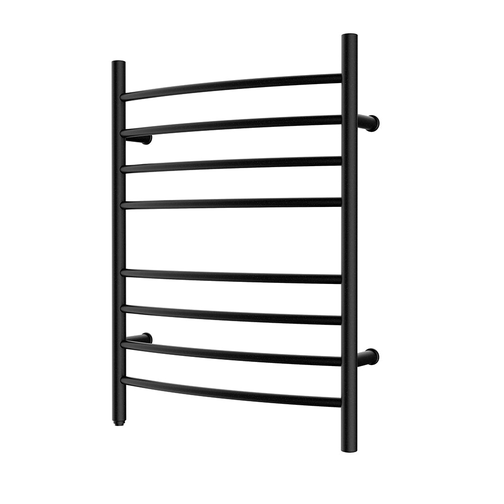 Towel Warmer 8 Curved Bar 24"x32" Plug-in, Wall-Mounted Matte Black