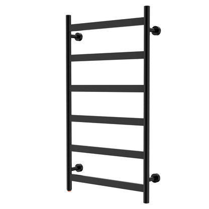 Towel Warmer 6 Flat Bar 24"x42" Wall-Mounted, Hardwired/Plug-In Matte Black