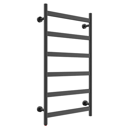 Towel Warmer 6 Flat Bar 24"x42" Wall-Mounted, Hardwired/Plug-In Matte Black