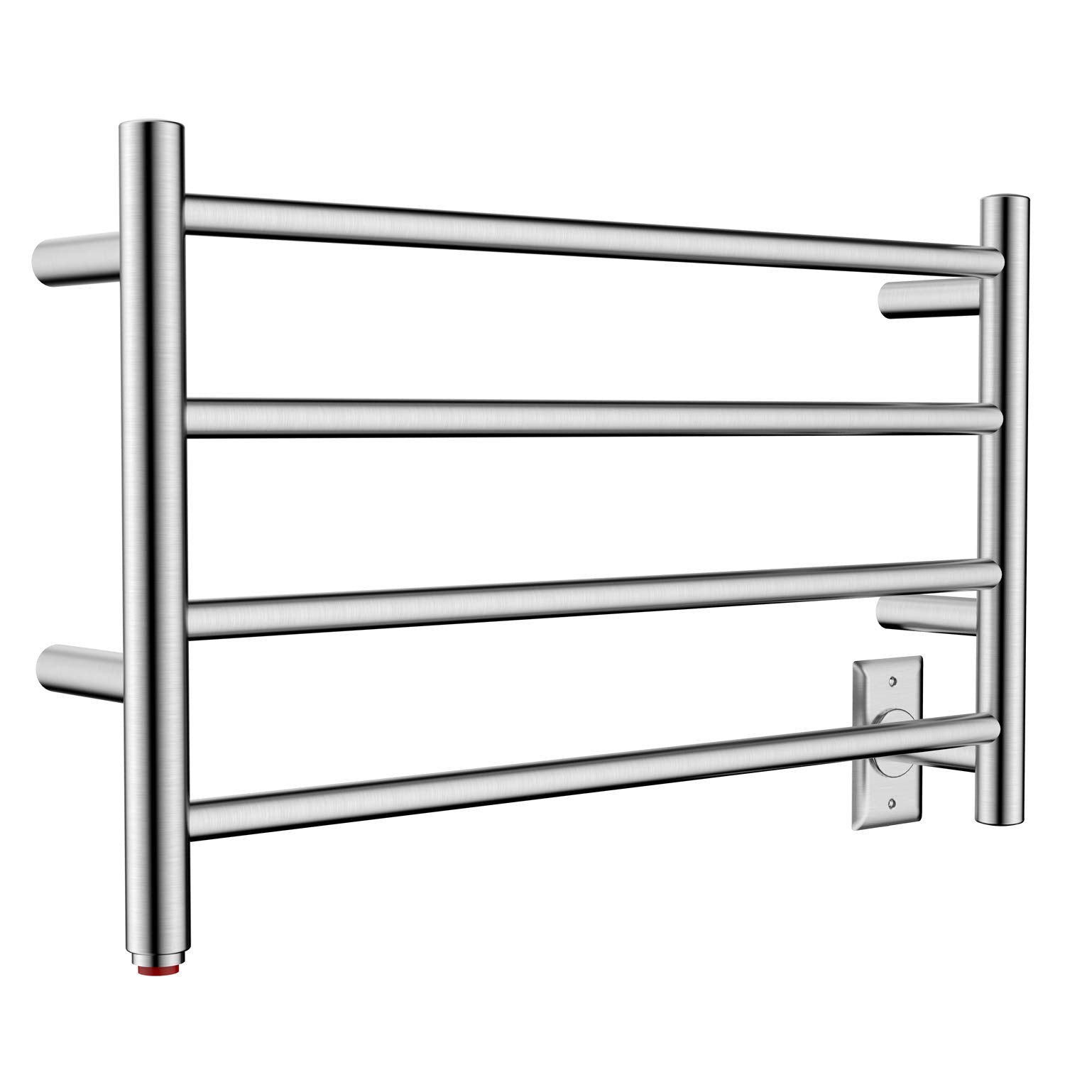 Towel Warmer 4 Straight Bar 26"x16" Wall-Mounted Plug-In, Hardwired Brushed Polish