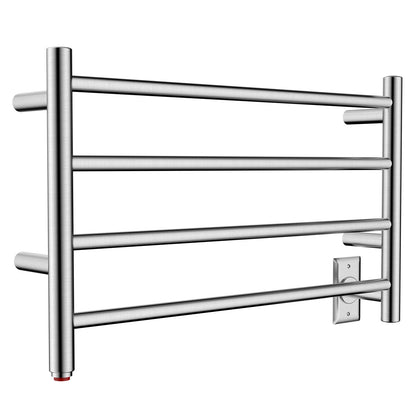 Towel Warmer 4 Straight Bar 26"x16" Wall-Mounted Plug-In, Hardwired Brushed Polish