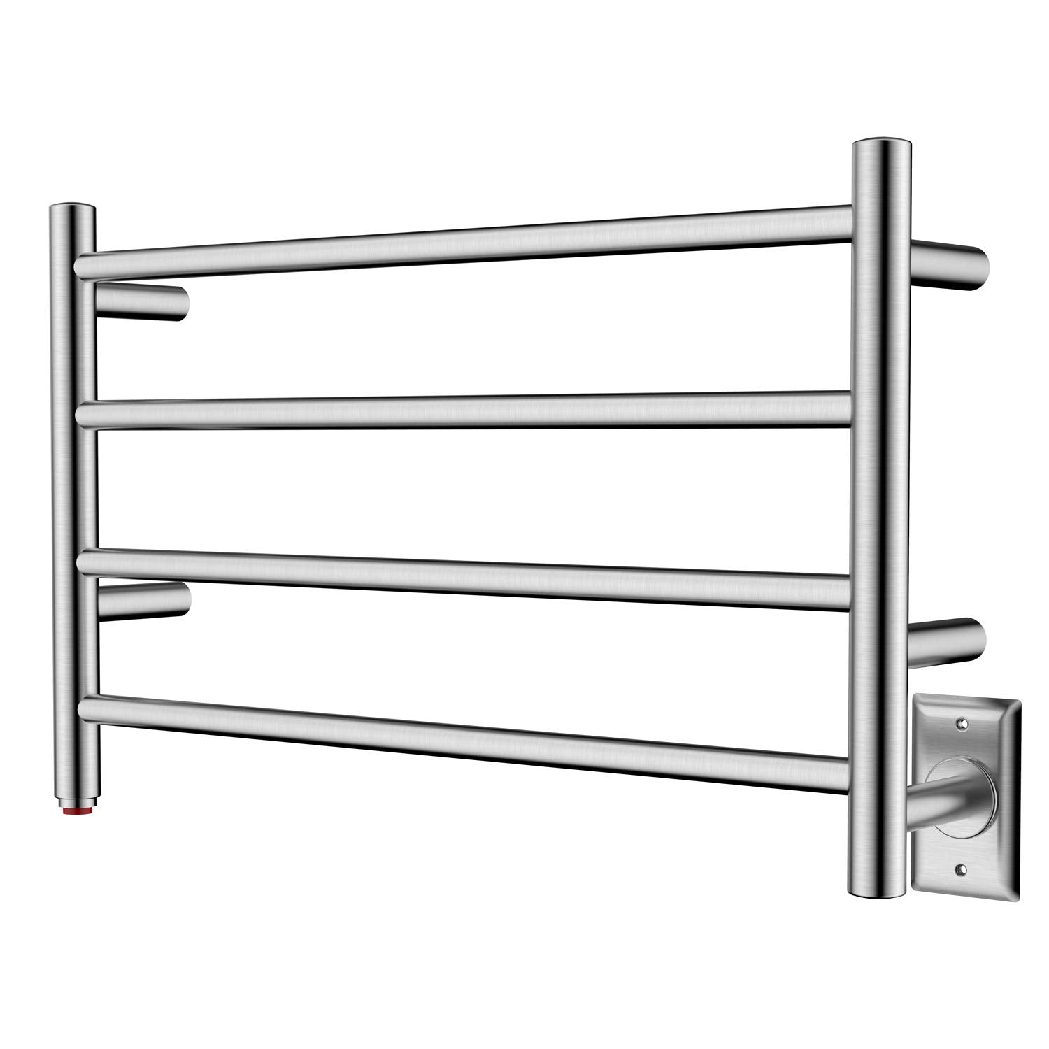 Towel Warmer 4 Straight Bar 26"x16" Wall-Mounted Plug-In, Hardwired Brushed Polish