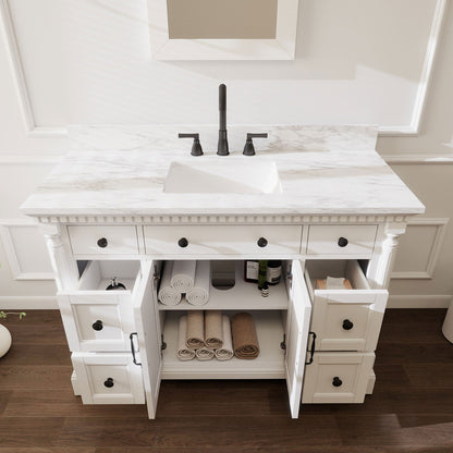 Acro 48" Single Sink Freestanding Bath Vanity with Stone Top, Solid Wood, Soft-Close, Assembled