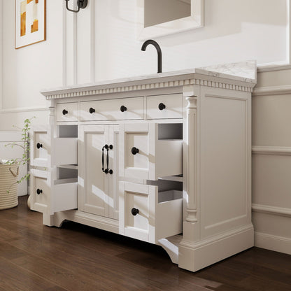 Acro 48" Single Sink Freestanding Bath Vanity with Stone Top, Solid Wood, Soft-Close, Assembled