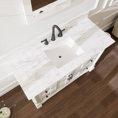 Acro 48" Single Sink Freestanding Bath Vanity with Stone Top, Solid Wood, Soft-Close, Assembled