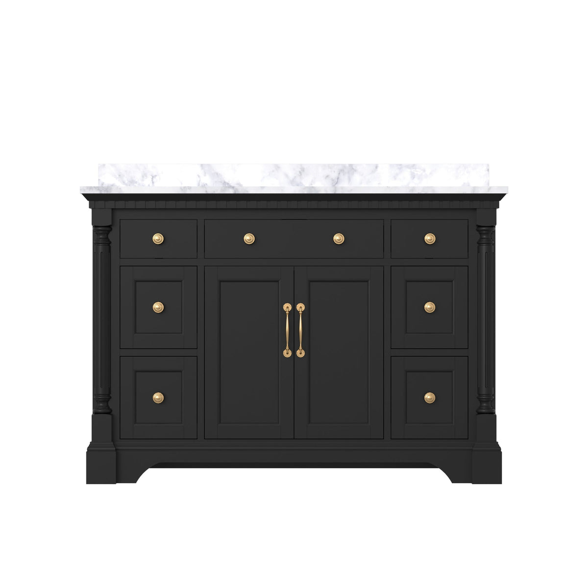 Acro 48" Single Sink Freestanding Bath Vanity with Stone Top, Solid Wood, Soft-Close, Assembled