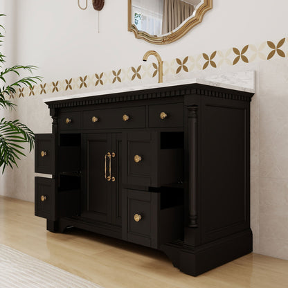 Acro 48" Single Sink Freestanding Bath Vanity with Stone Top, Solid Wood, Soft-Close, Assembled