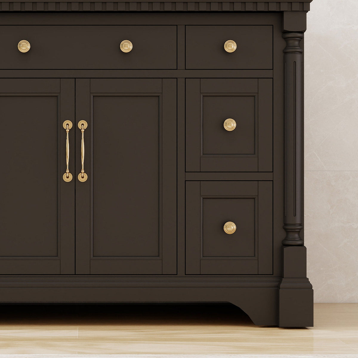 Acro 48" Single Sink Freestanding Bath Vanity with Stone Top, Solid Wood, Soft-Close, Assembled