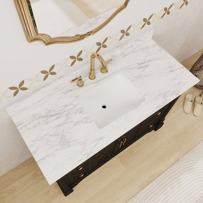 Acro 48" Single Sink Freestanding Bath Vanity with Stone Top, Solid Wood, Soft-Close, Assembled
