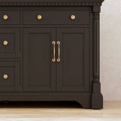 Acro 60" Double Sink Freestanding Bath Vanity with Stone Top, Solid Wood, Soft-Close, Assembled