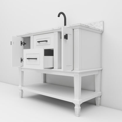 Bosun 36" Single Sink Freestanding Bath Vanity with Stone Top, Solid Wood, Soft-Close, Assembled