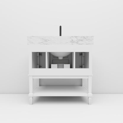 Bosun 36" Single Sink Freestanding Bath Vanity with Stone Top, Solid Wood, Soft-Close, Assembled