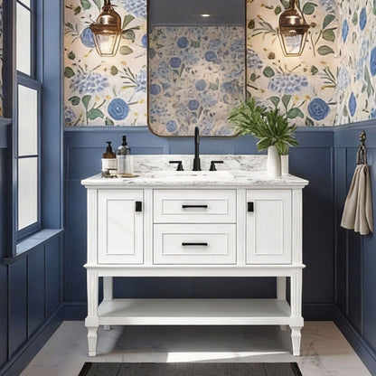 Bosun 48" Single Sink Freestanding Bath Vanity with Stone Top, Solid Wood, Soft-Close, Assembled