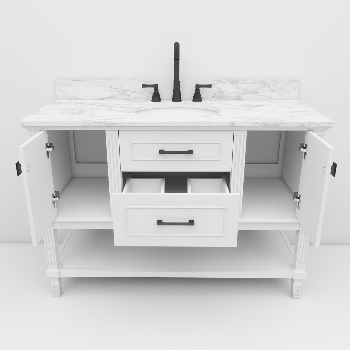 Bosun 48" Single Sink Freestanding Bath Vanity with Stone Top, Solid Wood, Soft-Close, Assembled