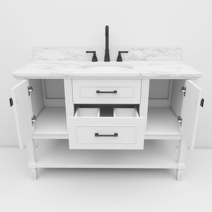 Bosun 48" Single Sink Freestanding Bath Vanity with Stone Top, Solid Wood, Soft-Close, Assembled