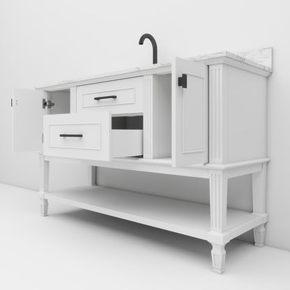 Bosun 48" Single Sink Freestanding Bath Vanity with Stone Top, Solid Wood, Soft-Close, Assembled