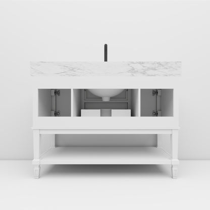 Bosun 48" Single Sink Freestanding Bath Vanity with Stone Top, Solid Wood, Soft-Close, Assembled