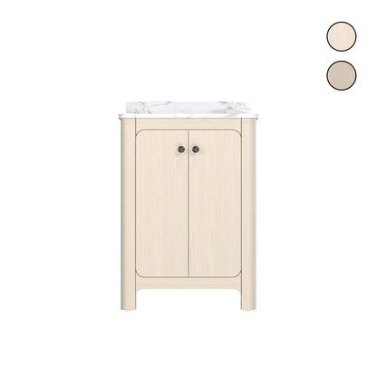 Canyon 24" Single Sink Freestanding Bath Vanity with Stone Top, Solid Wood, Soft-Close, Assembled