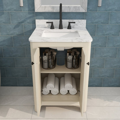 Canyon 24" Single Sink Freestanding Bath Vanity with Stone Top, Solid Wood, Soft-Close, Assembled