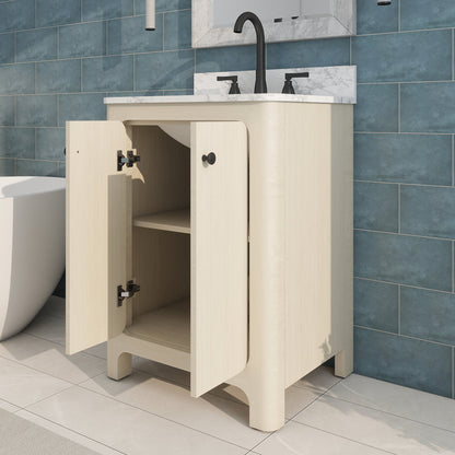 Canyon 24" Single Sink Freestanding Bath Vanity with Stone Top, Solid Wood, Soft-Close, Assembled