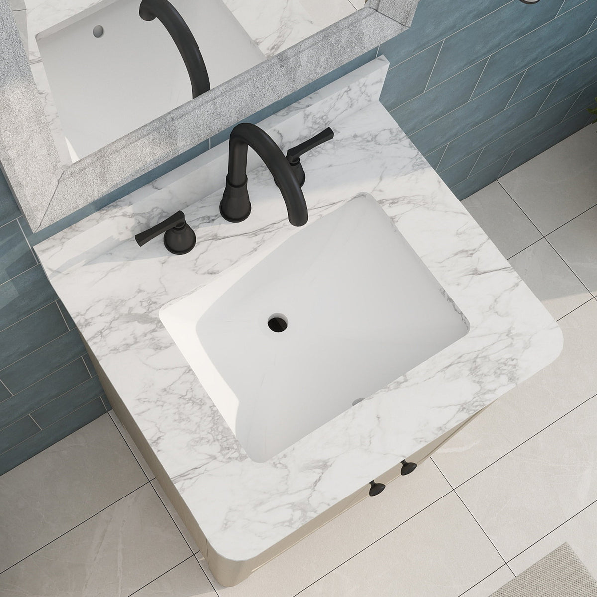 Canyon 24" Single Sink Freestanding Bath Vanity with Stone Top, Solid Wood, Soft-Close, Assembled