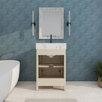 Canyon 24" Single Sink Freestanding Bath Vanity with Stone Top, Solid Wood, Soft-Close, Assembled