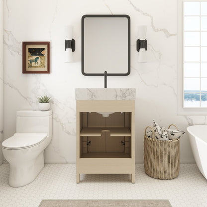 Canyon 24" Single Sink Freestanding Bath Vanity with Stone Top, Solid Wood, Soft-Close, Assembled